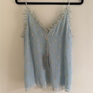 Rebecca Taylor Light Blue Camisole with Gold Accents